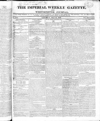 cover page of Imperial Weekly Gazette published on May 13, 1820